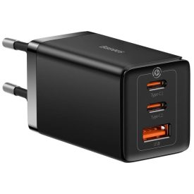 Baseus GaN5 Pro Hálózati Gyorstöltő - 2xUSB-C + USB + 1m C-C Kábel - 65W - Fekete   Baseus GaN5 Pro Hálózati Gyorstöltő - 2xUSB-C + USB + 1m C-C Kábel - 65W - Fekete