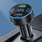 Wozinsky Autós Töltő Kijelzővel 50W - 2x USB-C + 2x USB-A - Fekete