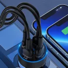 Wozinsky Autós Töltő Kijelzővel 50W - 2x USB-C + 2x USB-A - Fekete