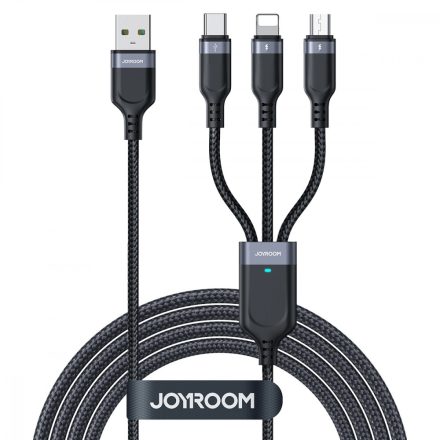 Joyroom 3in1 USB - USB-C + micro + Lightning Kábel - 1.2m 3.5A - Fekete