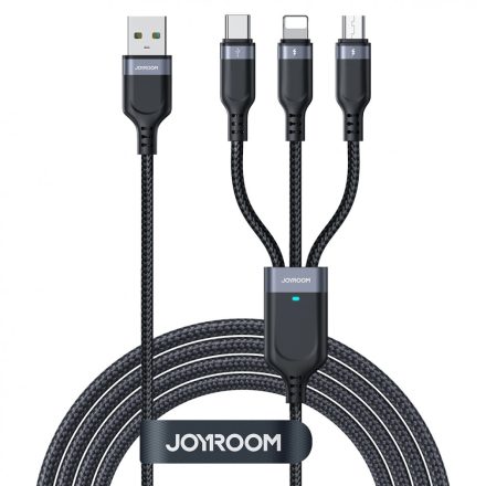 Joyroom 3in1 USB - USB-C + micro + Lightning Kábel - 0.3m 3.5A - Fekete