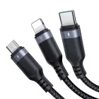 Joyroom 3in1 USB - USB-C + micro + Lightning Kábel - 0.3m 3.5A - Fekete