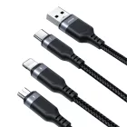 Joyroom 3in1 USB - USB-C + micro + Lightning Kábel - 0.3m 3.5A - Fekete