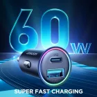 Joyroom JR-CCN04 Autós Töltő 60W - USB-A + USB-C - Fekete