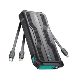   Joyroom JR-L016 Power Bank 10000mAh - Beépített USB-C, Micro és Lightning Kábel - Fekete
