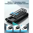 Joyroom JR-L016 Power Bank 10000mAh - Beépített USB-C, Micro és Lightning Kábel - Fekete