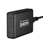 Wozinsky GaN Hálózati Töltő 240W - USB-A + 3x USB-C - Fekete