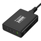 Wozinsky GaN Hálózati Töltő 240W - USB-A + 3x USB-C - Fekete