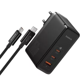   Baseus GaN5 Pro Hálózati Töltő 140W - 2x USB-C + USB-A + C-C Kábel - Fekete