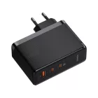 Baseus GaN5 Pro Hálózati Töltő 140W - 2x USB-C + USB-A + C-C Kábel - Fekete
