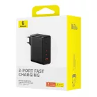 Baseus GaN5 Pro Hálózati Töltő 140W - 2x USB-C + USB-A + C-C Kábel - Fekete