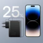 Baseus GaN5 Pro Hálózati Töltő 140W - 2x USB-C + USB-A + C-C Kábel - Fekete