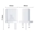 Joyroom JR-TCF05 Hálózati Töltő UK 20W - USB-A + USB-C - Fehér