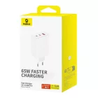 Baseus OS-Cube Pro Hálózati Töltő - 2xUSB-C + USB - 65W - Fehér
