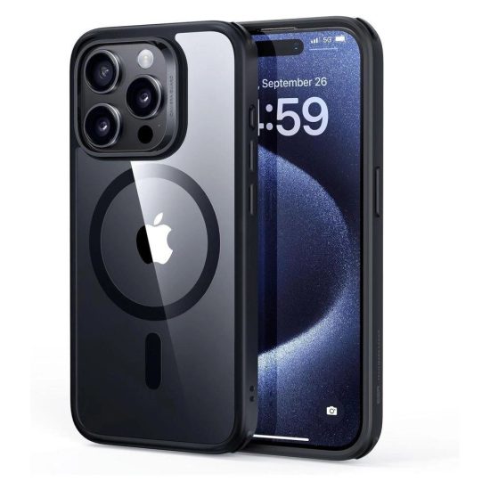 iPhone 15 Pro Max Tok - ESR Classic Hybrid Halolock - Átlátszó-Fekete