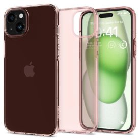 iPhone 15 Plus Tok - Spigen Crystal Flex - Átlátszó-Pink iPhone 15 Plus Tok - Spigen Crystal Flex - Átlátszó-Pink