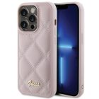 iPhone 15 Pro Tok - Guess Quilted Metal Logo - Pink
