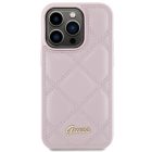 iPhone 15 Pro Tok - Guess Quilted Metal Logo - Pink