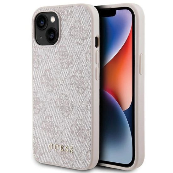 iPhone 15 Plus Tok - Guess 4G Metal Gold Logo - Pink