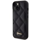 iPhone 15 Tok - Guess Quilted Metal Logo - Fekete