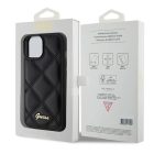 iPhone 15 Tok - Guess Quilted Metal Logo - Fekete