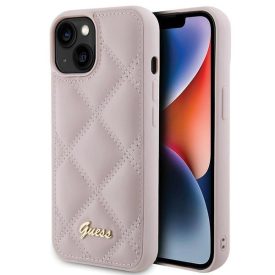 iPhone 15 Tok - Guess Quilted Metal Logo - Pink iPhone 15 Tok - Guess Quilted Metal Logo - Pink
