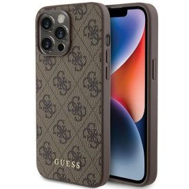 iPhone 15 Pro Max Tok - Guess 4G Metal Gold Logo - Barna iPhone 15 Pro Max Tok - Guess 4G Metal Gold Logo - Barna