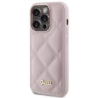iPhone 15 Pro Max Tok - Guess Quilted Metal Logo - Pink