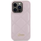 iPhone 15 Pro Max Tok - Guess Quilted Metal Logo - Pink