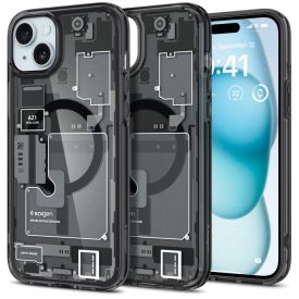 iPhone 15 Plus Tok - Spigen Ultra Hybrid MagFit - Zero One Szürke   iPhone 15 Plus Tok - Spigen Ultra Hybrid MagFit - Zero One Szürke