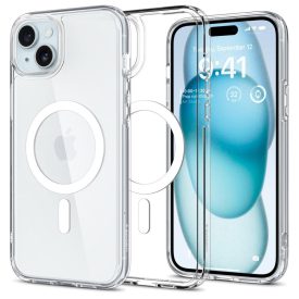 iPhone 15 Plus Tok - Spigen Ultra Hybrid MagFit - Átlátszó-Fehér   iPhone 15 Plus Tok - Spigen Ultra Hybrid MagFit - Átlátszó-Fehér