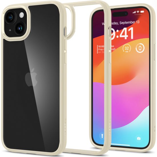 iPhone 15 Plus Tok - Spigen Crystal Hybrid - Bézs