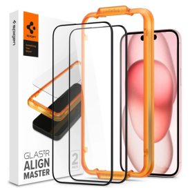  iPhone 15 Plus Kijelzővédő Üvegfólia - Spigen Glas.tR AlignMaster Full Cover x 2 db