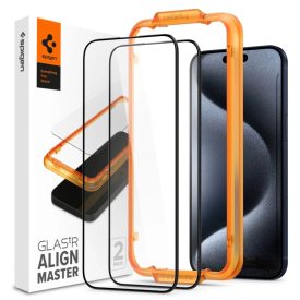   iPhone 15 Pro Kijelzővédő Üvegfólia - Spigen Glas.tR AlignMaster Full Cover x 2 db
