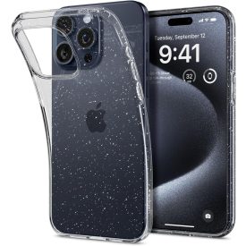 iPhone 15 Pro Tok - Spigen Liquid Crystal Glitter - Átlátszó-Ezüst   iPhone 15 Pro Tok - Spigen Liquid Crystal Glitter - Átlátszó-Ezüst