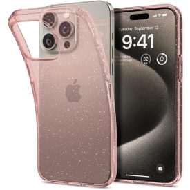 iPhone 15 Pro Max Tok - Spigen Liquid Crystal Glitter - Átlátszó-Pink   iPhone 15 Pro Max Tok - Spigen Liquid Crystal Glitter - Átlátszó-Pink