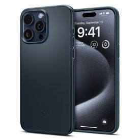 iPhone 15 Pro Tok - Spigen Thin Fit - Sötétkék iPhone 15 Pro Tok - Spigen Thin Fit - Sötétkék