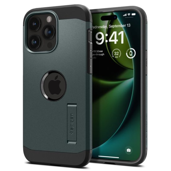 iPhone 15 Pro Tok - Spigen Tough Armor MagFit - Zöld