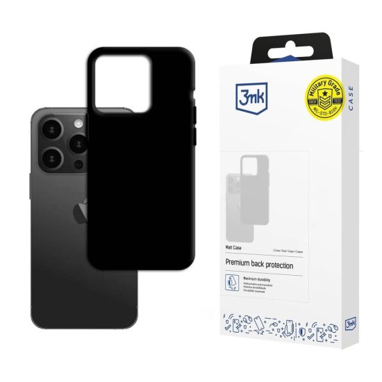 iPhone 15 Pro Tok - 3mk Matt Case - Fekete