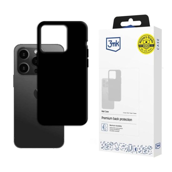 iPhone 15 Pro Max Tok - 3mk Matt Case - Fekete
