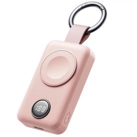 Joyroom JR-WQW01 Vezeték Nélküli Apple Watch Power Bank - 2000mAh 3W - Pink   Joyroom JR-WQW01 Vezeték Nélküli Apple Watch Power Bank - 2000mAh 3W - Pink