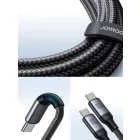 Joyroom 2in1 USB-C - USB-C + USB-C Speedy Kábel - 1.5m 100W - Fekete