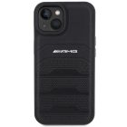 iPhone 15 Plus Tok - AMG Leather Debossed Lines - Fekete