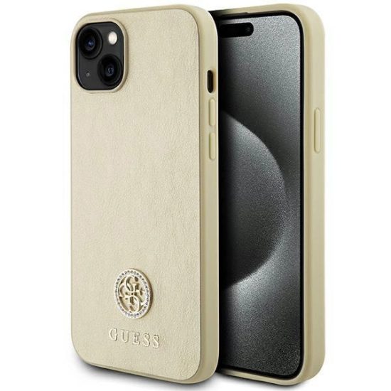 iPhone 15 Tok - Guess 4G Strass Metal Logo - Arany