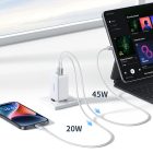 Ugreen Nexode GaN Hálózati Töltő 65W - 2x USB-C + USB-A - Fehér