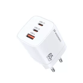  Wozinsky GaN Hálózati Töltő 65W - USB-A + 2x USB-C - Fehér