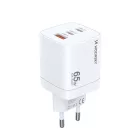 Wozinsky GaN Hálózati Töltő 65W - USB-A + 2x USB-C - Fehér