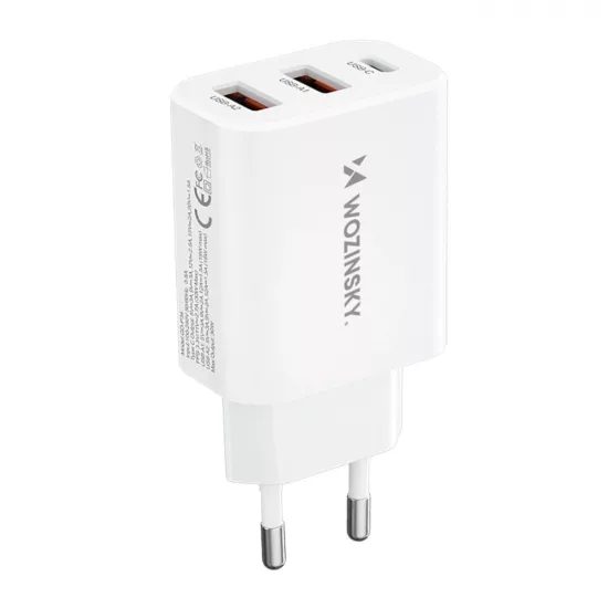 Wozinsky Hálózati Töltő 30W - USB-C + 2x USB-A - Fehér