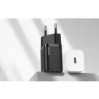 Baseus Super Si Hálózati Gyorstöltő 25W - USB-C + 1m USB-C-USB-C Kábel - Fehér