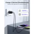 Joyroom JR-TCF08EU Hálózati Töltő 30W - USB-A + USB-C - PD/QC/AFC/FCP - Fekete